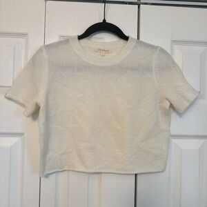 Cream Short Sleeve Crop Sweater